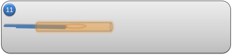 Step 11 - Stop 2-3 cm (1 inch) from the edge og the shrink tubes. Step 11 - Stop 2-3 cm (1 inch) from the edge og the shrink tubes.